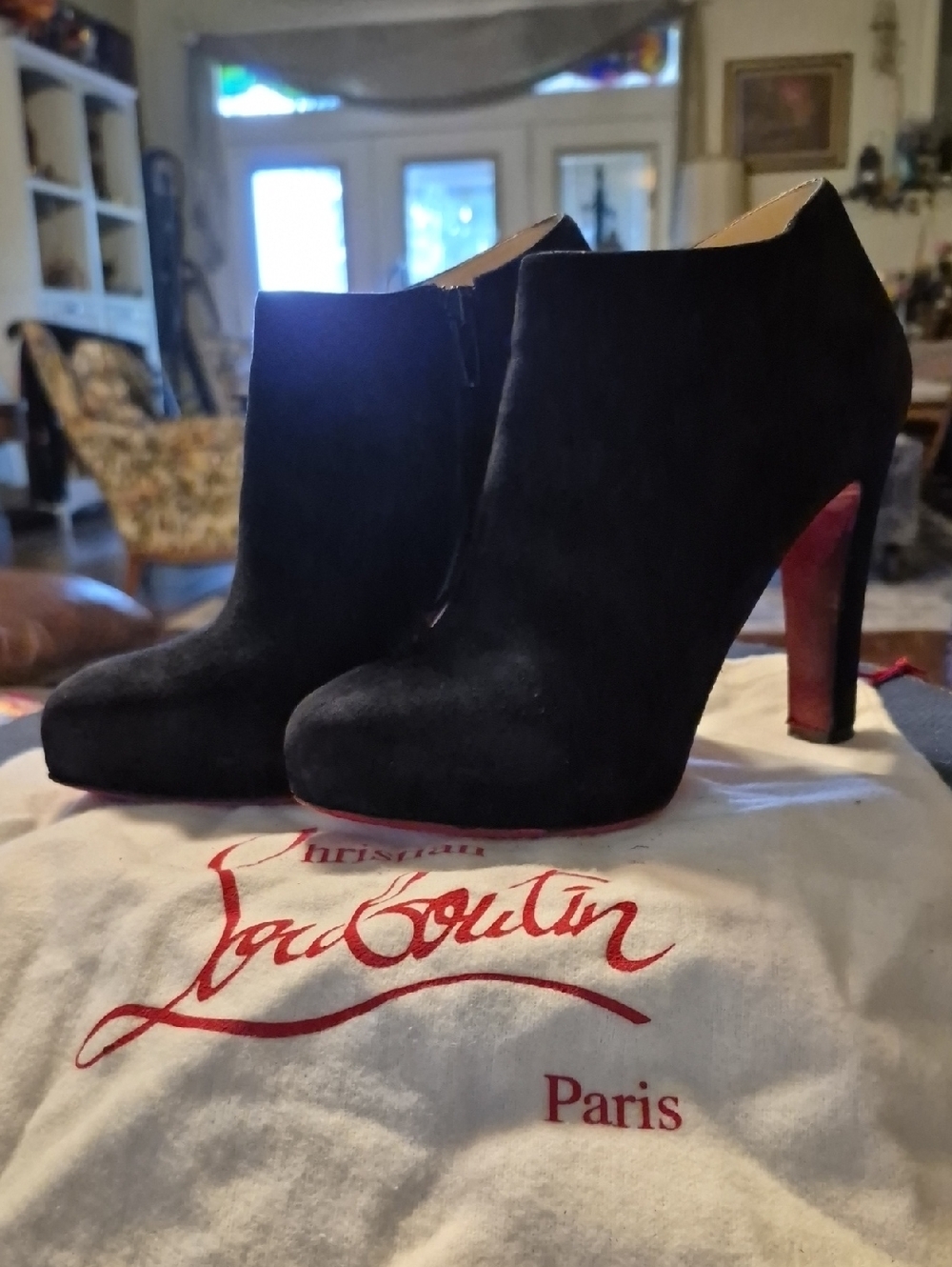 Christian Louboutin Authentic Black Suede Bobsleigh Booties. Sz.36.5. - Picture 4 of 16